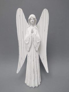 Anděl bílý plechová křídla 34cm