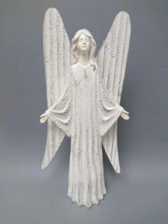 Anděl bílý plechová křídla střední