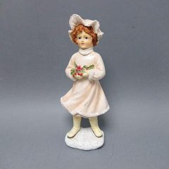 Holčička s květinou retro Polystonové a keramické figurky - andělé, kominík, děti, důchodci, houby