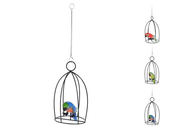 Papoušek v kovové kleci - Kovové, dřevěné a skleněné dekorace