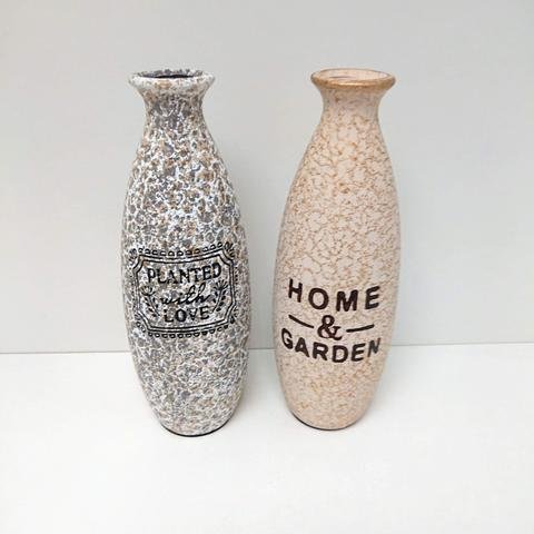 Váza keramika šedá + béžová malá - Vázy