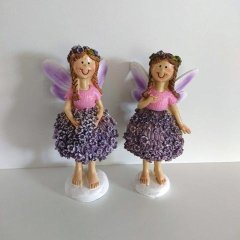 Víla levandulové šaty menší Polystonové a keramické figurky - andělé, kominík, děti, důchodci, houby