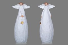Vysmátý anděl bílý velký Polystonové a keramické figurky - andělé, kominík, děti, důchodci, houby