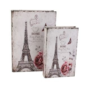 Dřevěná kniha Eiffelovka, 2ks D1617 - Kovové, dřevěné a skleněné dekorace