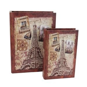 Dřevěná kniha Eiffelovka, 2ks D1620 - Kovové, dřevěné a skleněné dekorace