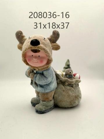 Kluk v sobí čepici s dárky - Polystonové a keramické figurky
