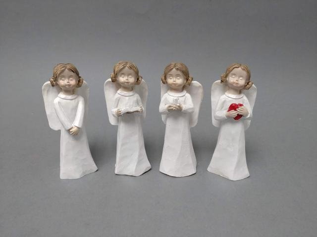 Anděl bílý s drdůlky - Polystonové a keramické figurky