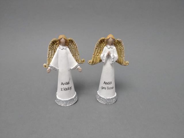 Anděl s nápisem malý - Polystonové a keramické figurky