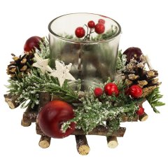 Dekorace na 1 svíčku P0600 Vánoce - vánoční figurky, andílci, dekorace, vánoční ozdoby, tašky, svíčky a svícny - Svítidla - Svícny
