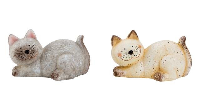 Kočka keramická ležící - Polystonové a keramické figurky
