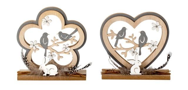 Dekorace dřevo s ptáčkem - Poslední naskladněné zboží - dekorace, umělé květiny, bytové a kuchyňské doplňky, dřevěné dekorace, proutí