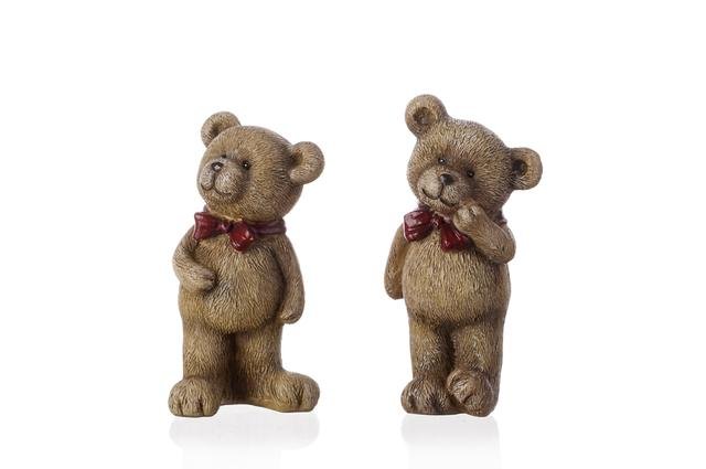 Medvěd s mašlí stojící menší - Polystonové a keramické figurky