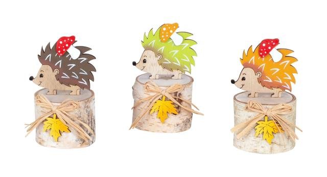 Ježek dřevo podzimní dekorace - Dekorační doplňky, bytové doplňky, hrnky, proutí, dárkové tašky