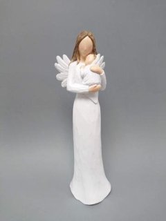 Anděl s miminkem bílý Andělé, andílci, andělíčci - Andělé z různých materiálů, mnoho tvarů a velikostí, figurky i dekorace