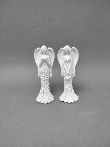 Anděl bílý květinové šaty 10cm - Polystonové a keramické figurky
