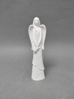 Anděl bílý s květinou 15cm