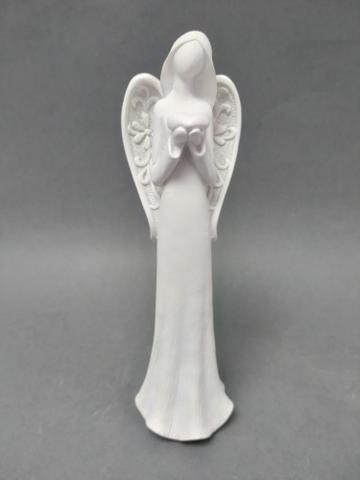 Anděl bílý se srdcem 20cm - Polystonové a keramické figurky