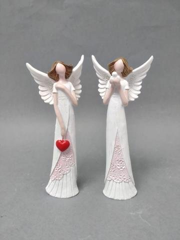 Anděl růžovobílý 15cm - Polystonové a keramické figurky