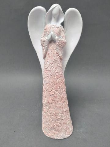 Anděl růžovobílý 23cm - Polystonové a keramické figurky