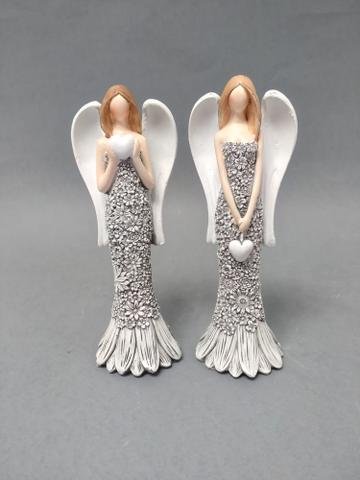 Anděl šedobílý 15cm - Polystonové a keramické figurky