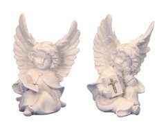 Anděl s křížkem sedící Polystonové a keramické figurky