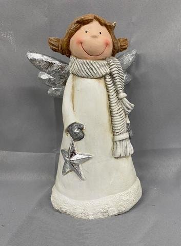 Veselý anděl se šálou velký - Polystonové a keramické figurky