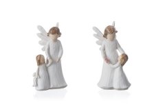 Anděl s děckem bílý střední Polystonové a keramické figurky