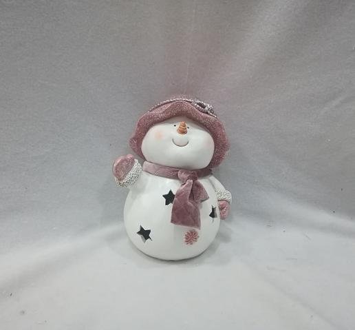 Sněhulák s růžovou čepičkou LED