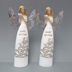 Anděl s nápisem kovová křídla Kovové, dřevěné a skleněné dekorace