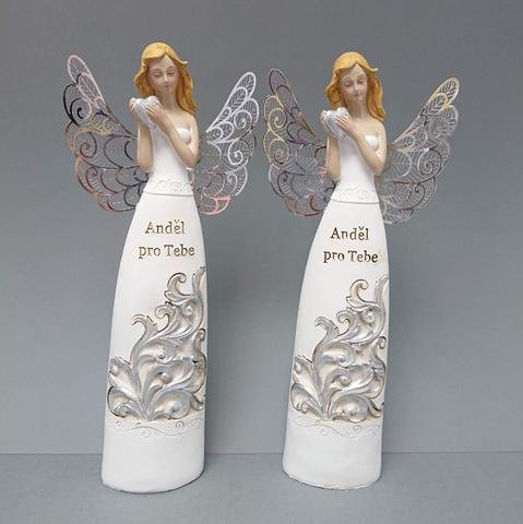 Anděl s nápisem kovová křídla - Kovové, dřevěné a skleněné dekorace