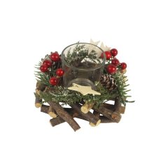 Dekorace na 1 svíčku P1476/1 Vánoce - vánoční figurky, andílci, dekorace, vánoční ozdoby, tašky, svíčky a svícny - Svítidla - Svícny