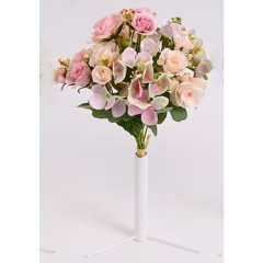 kytice mini růže, hortenzie 35 cm růžová Jarní dekorace, dekorace na Velikonoce, jarní a velikonoční figurky, jarní umělé květiny - Závěsy - Květiny
