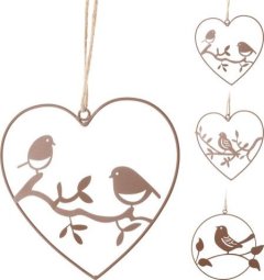 Závěs kovový s ptáčekm hnědý Kovové, dřevěné a skleněné dekorace