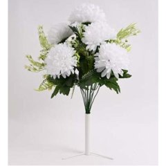 Kytice chryzantémy s doplňky 50 cm, bílá 371354 Jarní dekorace, dekorace na Velikonoce, jarní a velikonoční figurky, jarní umělé květiny - Závěsy - Květiny
