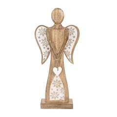 Anděl s bílým srdcem a vločkami O0357 Hobby - Vánoční dekorace