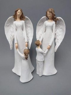 Anděl s děckem bílý velký figurky, zahrada, květináče, obaly