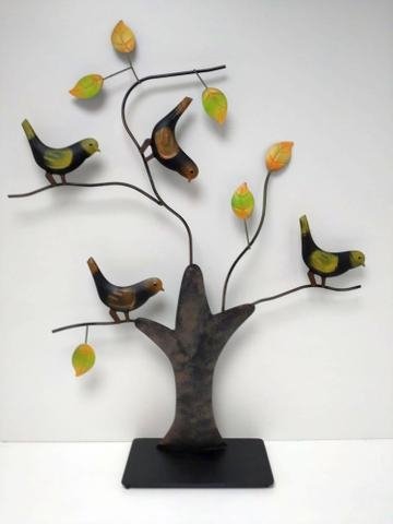 Strom s ptáčky kovový velký - umělé květiny
