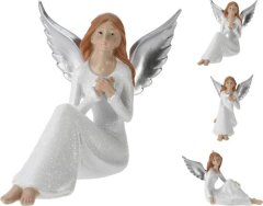 Anděl bílý stříbná křídla sedící