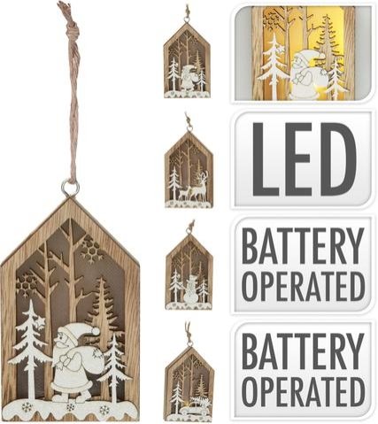 Ozdoba dřevo závěs s LED světlem - dekorace, hrnky, vázy, tašky