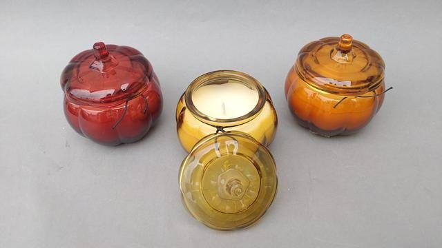 Svíčka sklo dýně - Kovové, dřevěné a skleněné dekorace