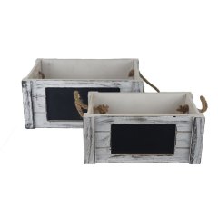 Dřevěná bedýnka s plastem, S/2 D6221 Krabičky, stojánky a zásobníky