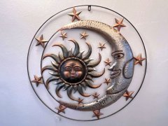 Závěsná dekorace kov slunce+měsíc