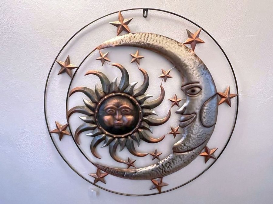 Závěsná dekorace kov slunce+měsíc - Závěsná dekorace, zápichy, věšáky