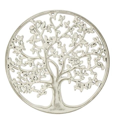 Strom v kruhu dřevěný bílý - dekorace, hrnky, vázy, tašky