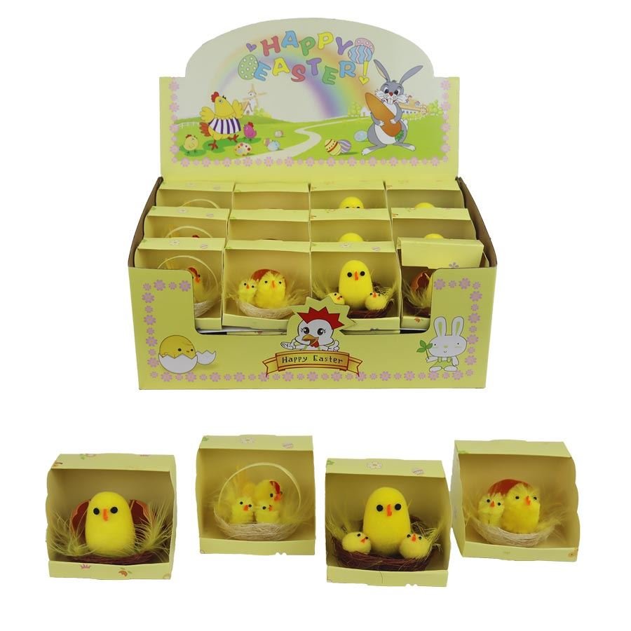 Velikonoční box mix kuřátka a slepičky 24 ks X5754 - Velikonoční dekorace