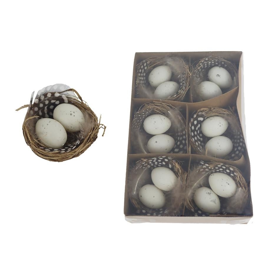 Velikonoční vajíčka v hnízdě, 6 ks X5773 - Velikonoční dekorace