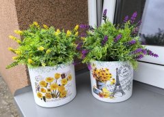 Obal keramika žluté květiny Kov - figurky, zahrada, květináče, pokladničky - dekorace, hrnky, vázy, tašky