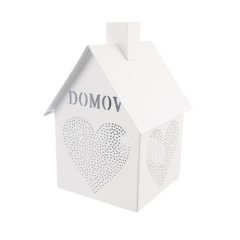 Domeček kov srdce Domov na svíčku bílý O0531 Vánoce - vánoční figurky, andílci, dekorace, vánoční ozdoby, tašky, svíčky a svícny - Svítidla - Svícny