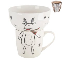 Hrnek + miska porcelánový set sob 0,35 l O0501 Keramika a porcelán