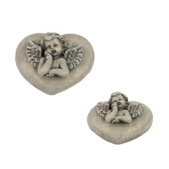 Nábytek Bytové doplňky a dekorace Sváteční dekorace Vánoční dekorace - Dekorace srdce s andělem X3458 Dekorace srdce s andělem X3458
